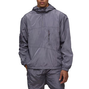 Petite veste à capuche personnalisée en polyester/nylon brodée sur le devant Veste à la mode fabriquée en usine à prix de gros Vestes gris anthracite uni pour - Product Image 4