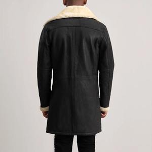 Manteau en cuir de luxe pardessus de haute qualité à carreaux personnalisés pour hommes mode veste décontractée hommes en peau de mouton Long manteau en cuir - Product Image 5
