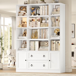 Estantería Grande Blanca de Madera con Armario de Almacenamiento y Cajones, Librería con Estantes Abiertos para el Hogar, Oficina o Sala de Estar - Product Image 3