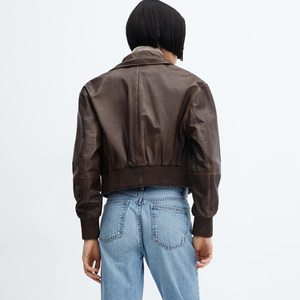 Blouson aviateur en cuir de haute qualité avec impression personnalisée, broderie, fabricant de vêtements d'extérieur décontractés pour hommes et femmes - Product Image 5