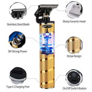 Tondeuse à cheveux professionnelle pour hommes à lame en T, étanche IPX7, électrique, alimentation USB, réglable, pour les campings-cars francophones - Product Image 6