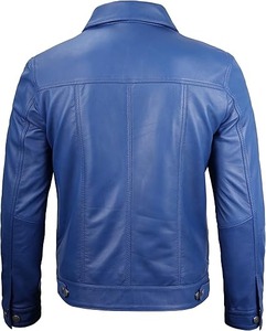 Chaqueta de Cuero para Hombre Mono Riders, Estilo Camionero Vintage, Piel de Cordero Auténtica, Transpirable, Cuello Alto, Cierre de Cremallera, Forro de Piel Sintética - Product Image 6