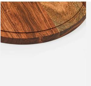 Plateau de service en bois d'acacia naturel Planche ronde en bois de charcuterie Planche en bois biologique avec support en verre pour aliments et boissons - Product Image 4