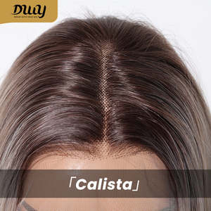 Calista C-DWY Perruque Synthétique Longue Blonde Dégradée Lisse Sans Colle 13x6 Lace Front Raie Libre Couleur Transparente - Product Image 6