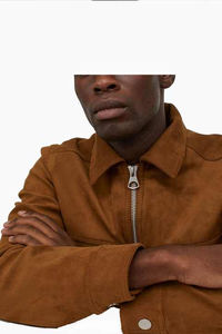 Chaquetas de Cuero para Hombre, Chaqueta de Gamuza de Invierno de Color Sólido, Chaqueta de Gamuza Masculina Informal y Sencilla - Product Image 3