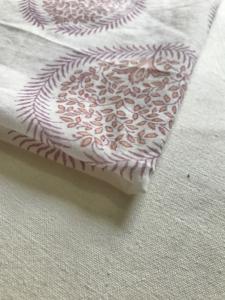 Hand Block Printed Cotton Fabric Traditional Indian Tree Buti Circle Print in <b>Blush</b> & Mauve Tones - Product Image 5