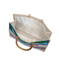 Langsung Dari Produsen India Tas Tangan Kanvas Kasual Premium dengan Manik-Manik untuk Wanita Pegangan Bambu Mode Terbaru