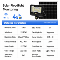 Caméra de surveillance solaire 360° HD avec projecteur 4G/WiFi, détection humaine PIR+AI, stockage cloud pour usage extérieur (ferme, jardin), panneau solaire mono