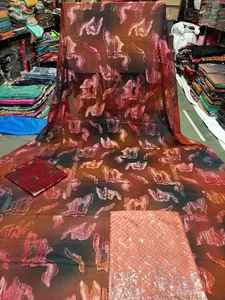 ชุดแต่งงานแฟรนซาวีขายดี คุณภาพสูง ผ้าไหมแท้ 100% พิมพ์ลายหลากสี ประดับคริสตัล ผ้าทอระบายอากาศได้ดี สไตล์โซมาลี - Product Image 3