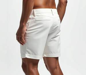 Short en cuir blanc de haute qualité avec logo personnalisé pour hommes, avec col montant, position avant pour la saison d'hiver - Product Image 1
