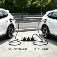 Chargeur EV portable V2L 3,5 kW 16 A 240 V EVSE Chargeur de véhicule électrique Adaptateur V2L Type 2 Type 1 GB/T Sauvegarde d'urgence OEM Personnalisé