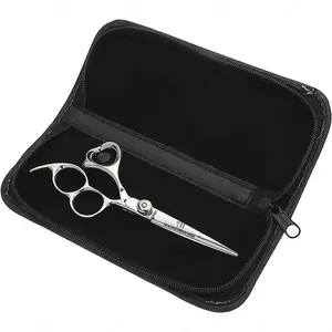 Barber 3 finger ring scissor, Hair Cutting scissor Customized Professional Scissor for barber and other use with pouch