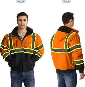 Chaquetas de Trabajo de Seguridad Reflectantes de Alta Visibilidad para Hombre, Impermeables y Resistentes al Agua, Material de Poliéster a Prueba de Polvo - Product Image 1
