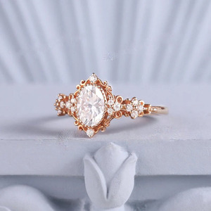 Banda minimalista de circonita cúbica de corte ovalado de Plata de Ley 925 sólida, chapado en oro rosa, banda de boda de compromiso para mujer y niña, venta al por mayor - Product Image 4