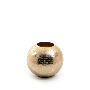 Manufacturer & Supplier of Metal Handcrafted Ball Shape <b>Flower</b> <b>Vase</b> Hot <b>Sale</b> Metal <b>Flower</b> Pot With Rice Hammered Gold Finished - Product Image 1