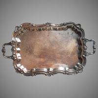 Plateau de service vintage en argent antique Plateau de service en métal durable de style classique Idéal pour la cuisine de table à la maison et les événements spéciaux