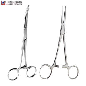 คีมคีลลี่แบบโค้งและตรง 2 ชิ้น ขนาด 8 นิ้ว ทำจากสแตนเลสสตีล พร้อมระบบล็อคแบบแมนนวล สำหรับการผ่าตัดและใช้ทางการแพทย์ - Product Image 1