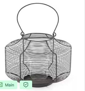 Linterna de alambre y madera rústica con portavelas Diseño elegante para una iluminación acogedora y una decoración moderna para el hogar - Product Image 3