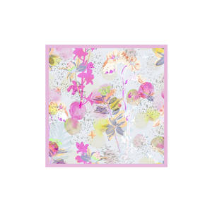 Light Blue Silk Twill Floral <b>Square</b> <b>Scarf</b> Custom Summer Design - Product Image 2