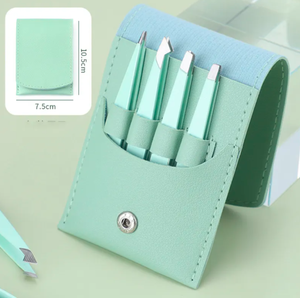 Ensemble professionnel de 4 pinces à sourcils en acier inoxydable 1.5mm d'épaisseur pointe oblique pointue et droite 4 pièces/ensemble - Product Image 6