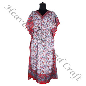 KFL005 Moda sin mangas de seda pura Kaftan largo Tallas grandes para mujer Ropa de dormir - Product Image 1