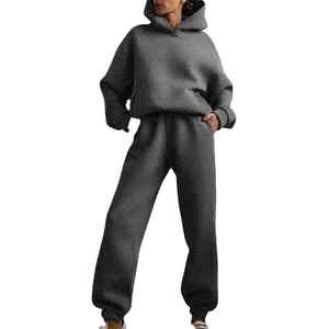 ชุดวอร์มสองชิ้นสำหรับผู้หญิงชุดออกกำลังกายผ้าฝ้ายแบบกำหนดเองสำหรับฤดูใบไม้ร่วง - Product Image 2