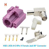 Connecteur HSD LVDS 4+2 6 broches Code A/B/D/H/L/Z, Jack femelle à angle droit 90° en laiton 100 Ohm pour câble Dacar 535 4 cœurs