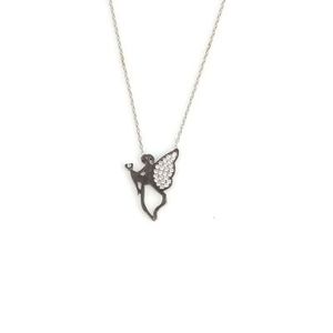 Collier en argent sterling Modèle 925 Flying Angel avec pierres noires et blanches pour les occasions de cadeaux - Product Image 2