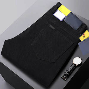 Jeans droits tendance pour hommes, coupe régulière, hiver, broderie unie, élégant, durable, pour un usage décontracté et des aventures quotidiennes - Product Image 3