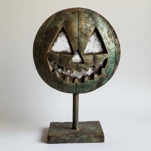 Lanterne de citrouille en aluminium vintage, surface patinée finie à la main, créant une lueur chaude d'Halloween pour la décoration de la maison élégante - Product Image 2