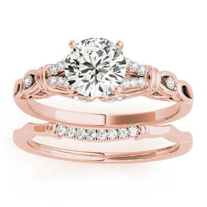 Ensemble de mariage de style antique en diamant Or rose 14 carats (0,18 ct) avec or blanc Vintage Religieux - Pour les fêtes, les fiançailles, les anniversaires - Product Image 2