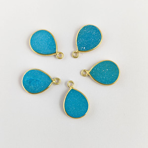 Argent Sterling 925 Bleu Druzy Charme Lunette Pendentif Poire Forme Charme Pendentif - Product Image 3