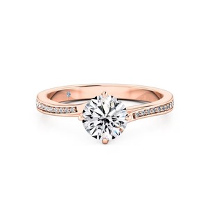 Anillo de Compromiso Espiral Premium con Banda de Diamantes Trenzados y Diamantes Cultivados en Laboratorio F-VS2, Oro Sólido de 14K con Engaste de Garras, Joyería Peaceful - Product Image 3