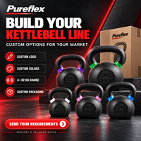 Kettlebell Pureflex en fer et caoutchouc, code couleur, durable, 4kg, 6kg, 8kg, 10kg, 32kg pour l'entraînement fonctionnel