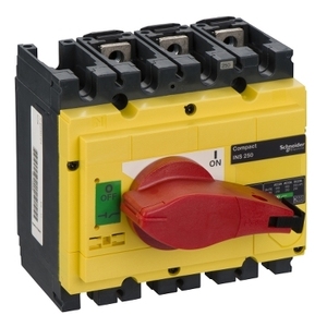 Interruttore Sezionatore SCHNEIDER ELECTRIC Compact INS250 31126 250A 3 Poli con Maniglia Rotante Rossa e Frontale Giallo - Product Image 1