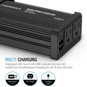 อินเวอร์เตอร์รถยนต์ M-AL-PA-01-BLK 300W 12V DC เป็น 60Hz เฟสเดียว 2 ช่องจ่ายไฟ AC พร้อมพอร์ต USB ชาร์จเร็วสำหรับแล็ปท็อปและอุปกรณ์ต่างๆ - Product Image 3