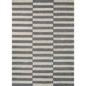 Tapis classique rayé en laine et viscose tufté à la main Acar Tra-14604, gris et noir, rectangulaire, pour couloir, maison, voiture, épaisseur 10 mm - Product Image 1