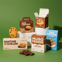 Boîte à pâtisserie pliable en papier kraft personnalisée, recyclable, de qualité alimentaire, pour chewing-gum, nouilles, biscuits, avec finition brillante/mate et gaufrage
