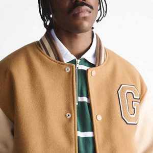 Nueva chaqueta universitaria de béisbol ajustada a la moda para hombre, ropa de abrigo sólida informal con cuello levantado, ropa de calle elegante de invierno, OEM personalizado - Product Image 5