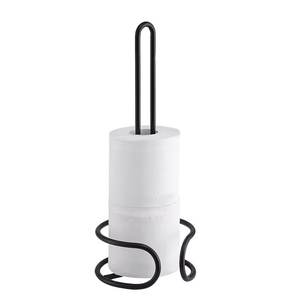 Portarrollos de papel higiénico de pie de metal de estilo vintage con acabado negro para uso en baños y baños - Product Image 4