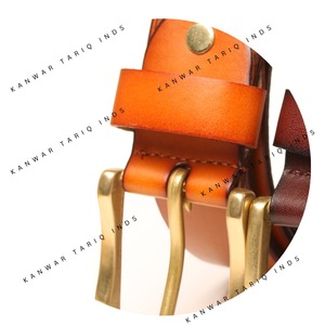 Ceinture de sport pour homme de créateur en cuir de vache composite double couche de qualité avec boucles en cuir d'acier et strass - Product Image 5