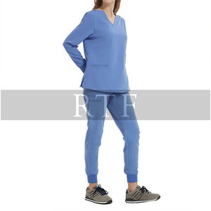 OEM ODM Ensemble d'uniformes d'infirmières hospitalières et médicales Nouveau haut à manches courtes imprimé Spandex XL Fine Raw Surgical - Product Image 5