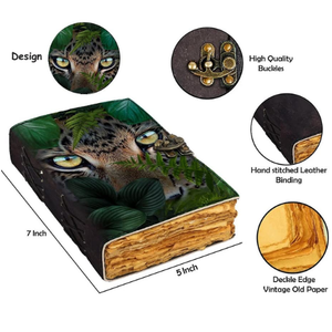 Cuaderno de diario de cuero genuino con estampado de tigre Vintage clásico, papel con hebilla envejecida, elegante, uso Personal de oficina - Product Image 3