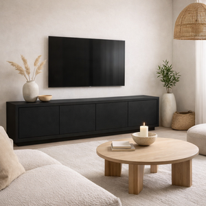Mueble para TV de Madera Maciza Mimosa con Acabado Arena |   Mueble Multimedia Moderno y Minimalista para Sala de Estar |   Embalaje para Envío Incluido - Product Image 5