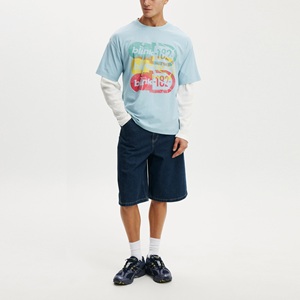 เสื้อยืดคอตตอนโอเวอร์ไซส์ผู้ชายแบบใหม่ แขนสั้น คอกลม สีพื้น เรียบง่าย สไตล์ลำลอง  พร้อมพิมพ์โลโก้ด้านหน้าและด้านหลัง - Product Image 6