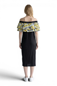 Shoulder Floral Print Chiffon Dress Ruffles Women's <b>Swimdress</b> Plus Size Stretch Woven Style 100% Rayon Premium Eco-Friendly - Product Image 4