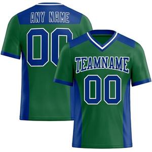 Green Blue Custom <b>Football</b> Jersey Mens Sublimated V Neck Short Sleeve Team Uniform Logo Name Number Option Breathable Mesh - Product Image 1