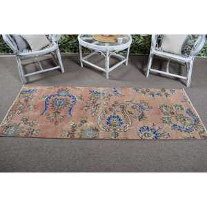 Vintage Turkish <b>Runner</b> Rug 2.5x6.5 ft, <b>Red</b> Blue Camouflage Rug - Product Image 3