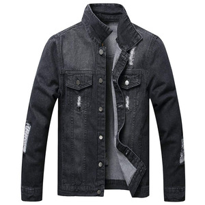 Veste en jean pour homme avec coutures contrastées et tissu durable Veste en jean tendance pour homme avec design minimaliste de couleur unie - Product Image 1