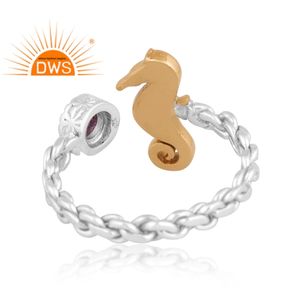 Latest design fine sterling silver natural Amethyst gemstone <b>adjustable</b> <b>ring</b> custom jewelry manufacturer - Product Image 4